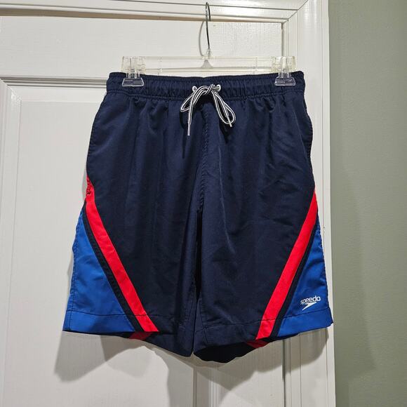 Speedo Men's Blue and‎ Red Swim Board Shorts Size Small - Picture 1 of 4